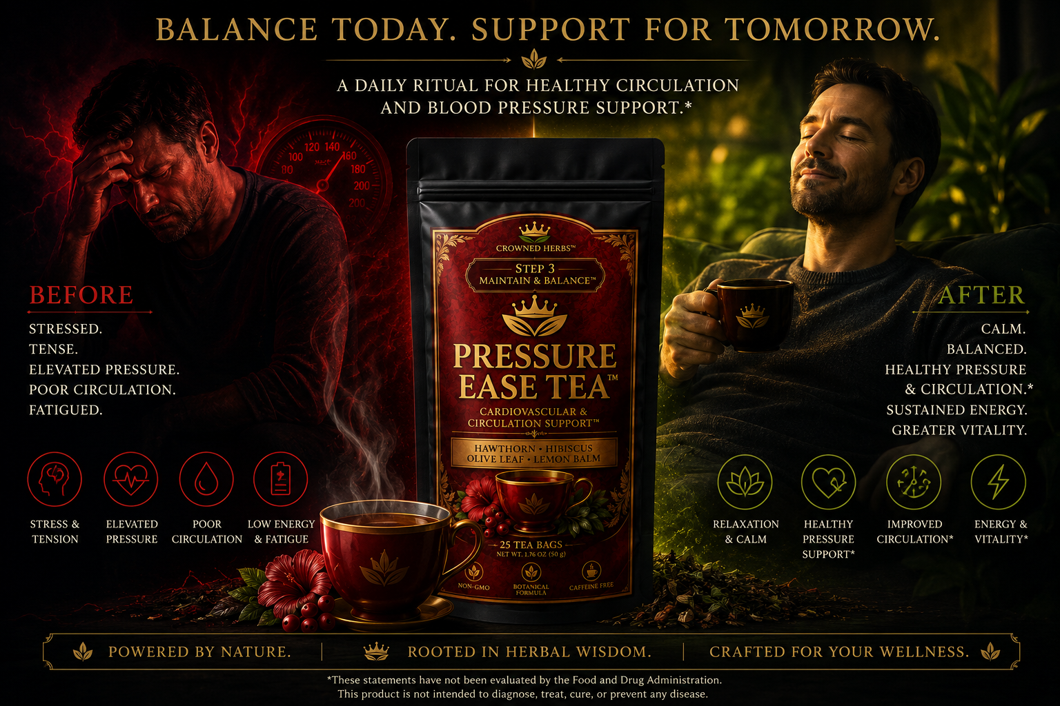 Pressure Ease Tea™ | Herbal Blood Pressure, Stress Relief & Vascular Wellness Tea